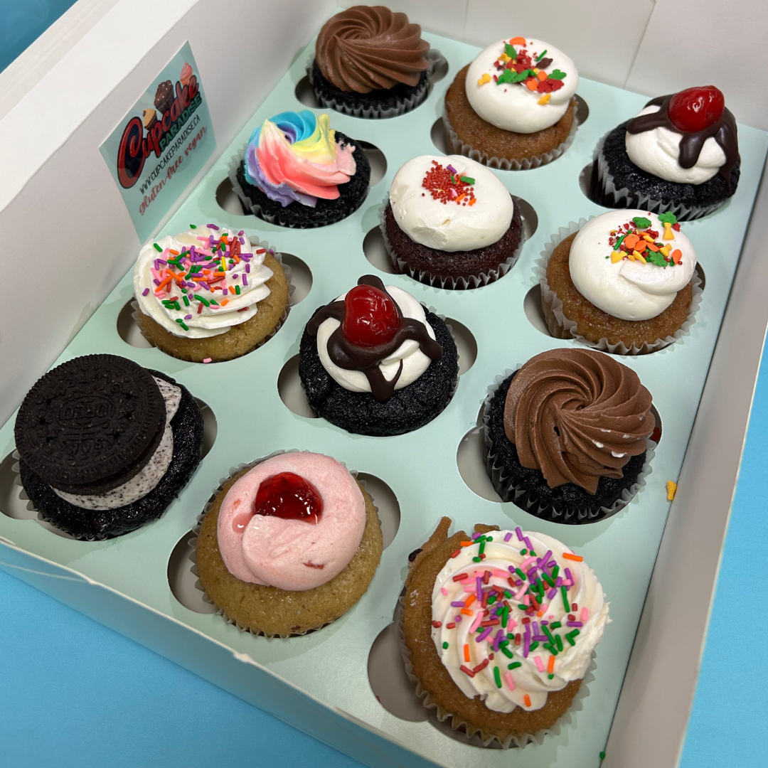 12 Pack /50/100 Gluten-free NOT vegan Cupcakes (has Butter)