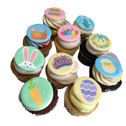 12 pack Easter Cupcakes - Edible Toppers